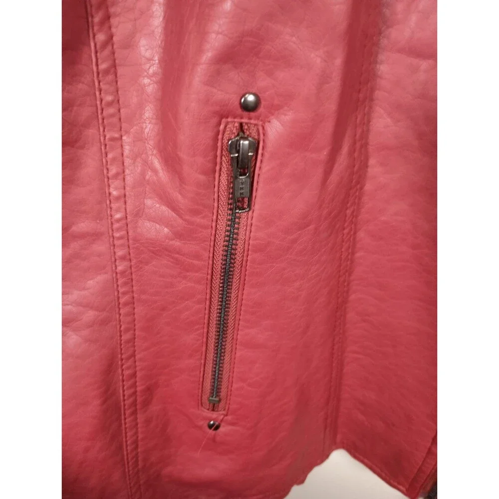 Cato Red Faux Leather Womens Motorcycle Bomber Leopard Print Jacket Size 22 / 24